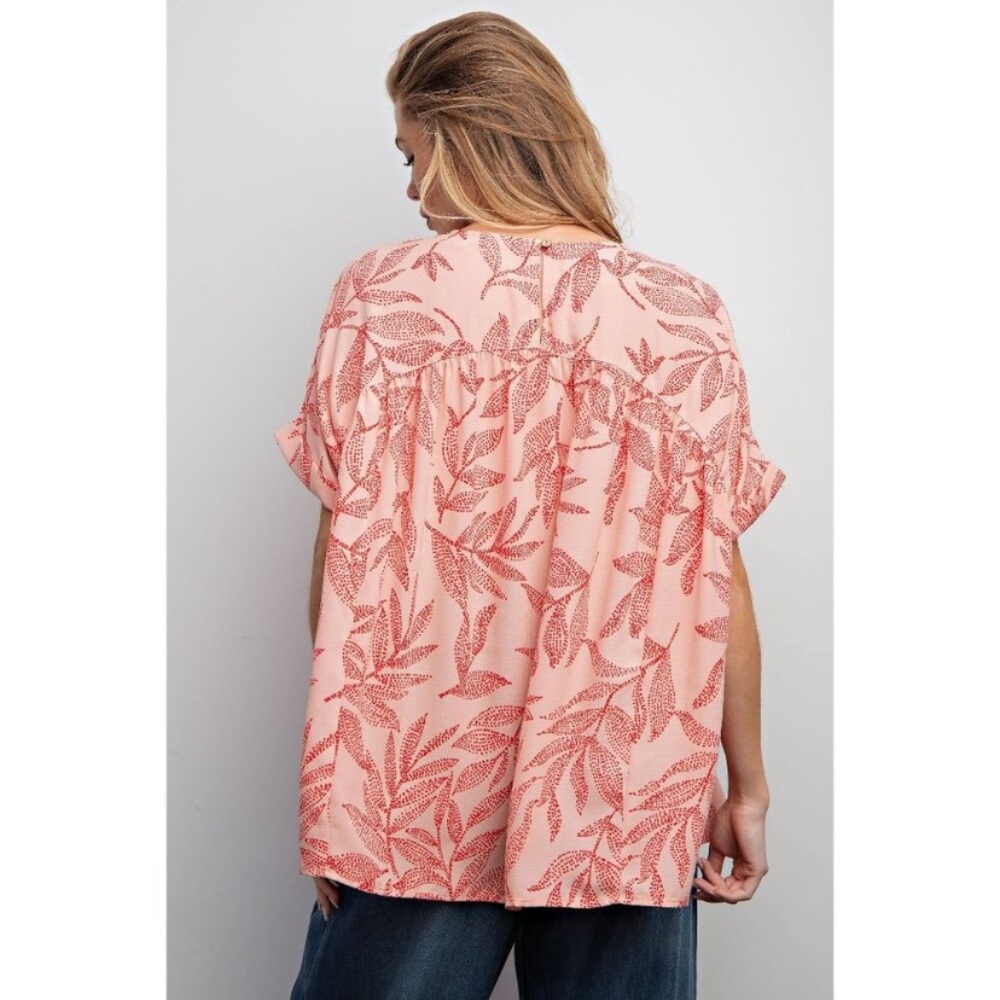 easel Pink Floral Print Babydoll Blouse - Picture 2 of 3